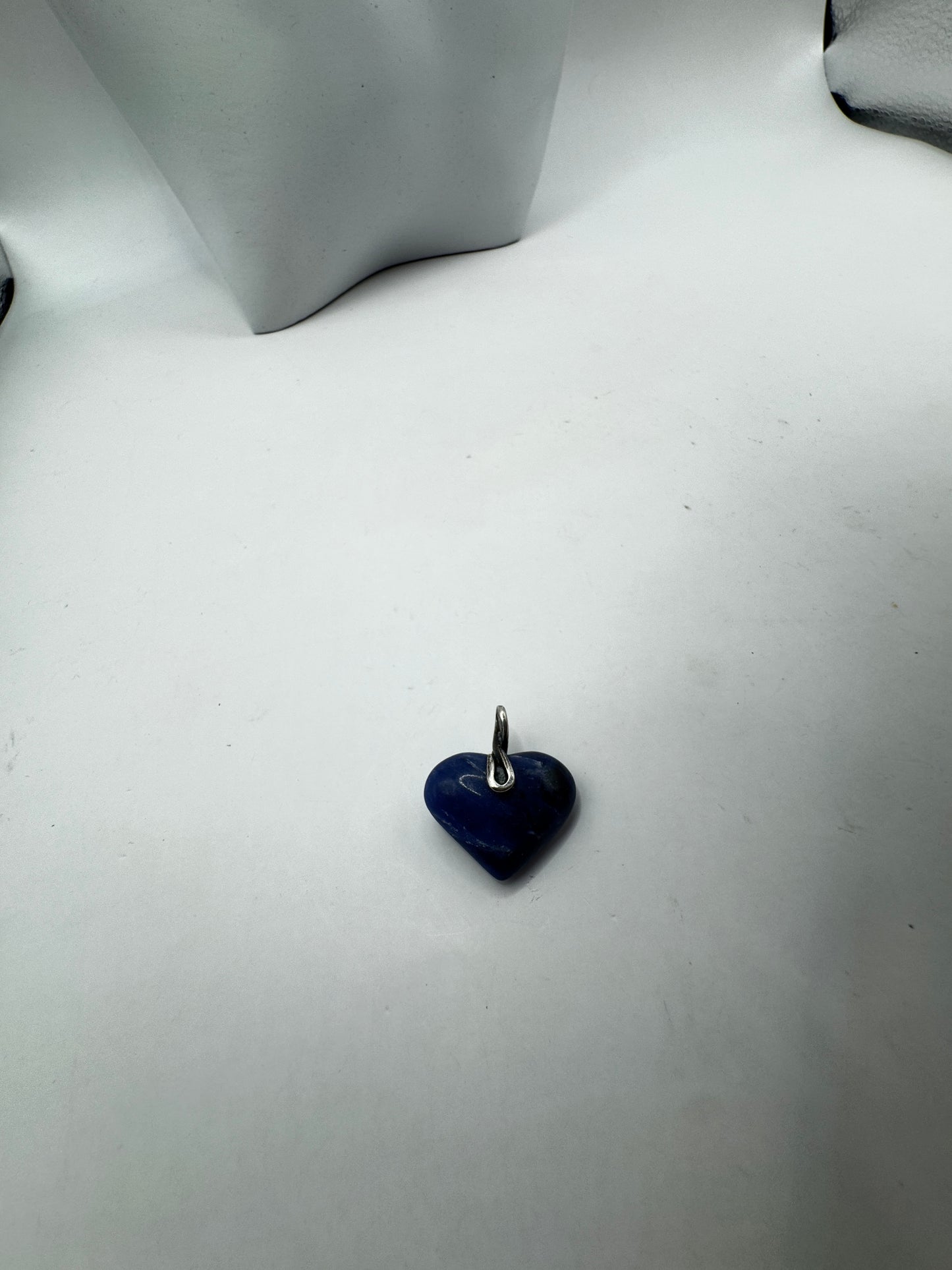 Vintage Sterling Silver Blue Sodalite Heart Pendant – Minimalist Stone Charm