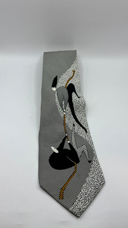 Vintage The Beatles 100% Silk Novelty Tie, Black and White Graphic Design