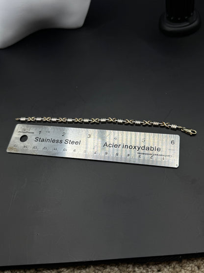 Vintage Sterling Silver 925 Bracelet – Two Tone Link Design, Italian Made, Modern Classic Style