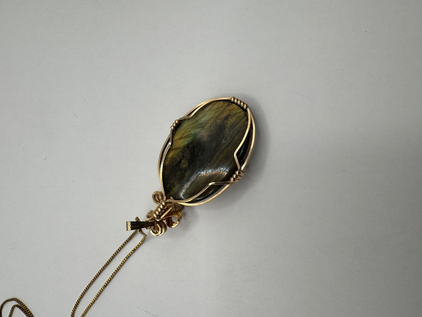 Gold-Plated Sterling Silver Necklace with Labradorite Pendant