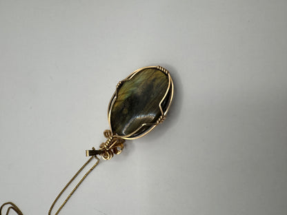 Gold-Plated Sterling Silver Necklace with Labradorite Pendant