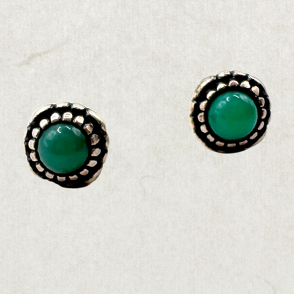Pandora Sterling Silver Bloom Stud Earrings with Chrysoprase