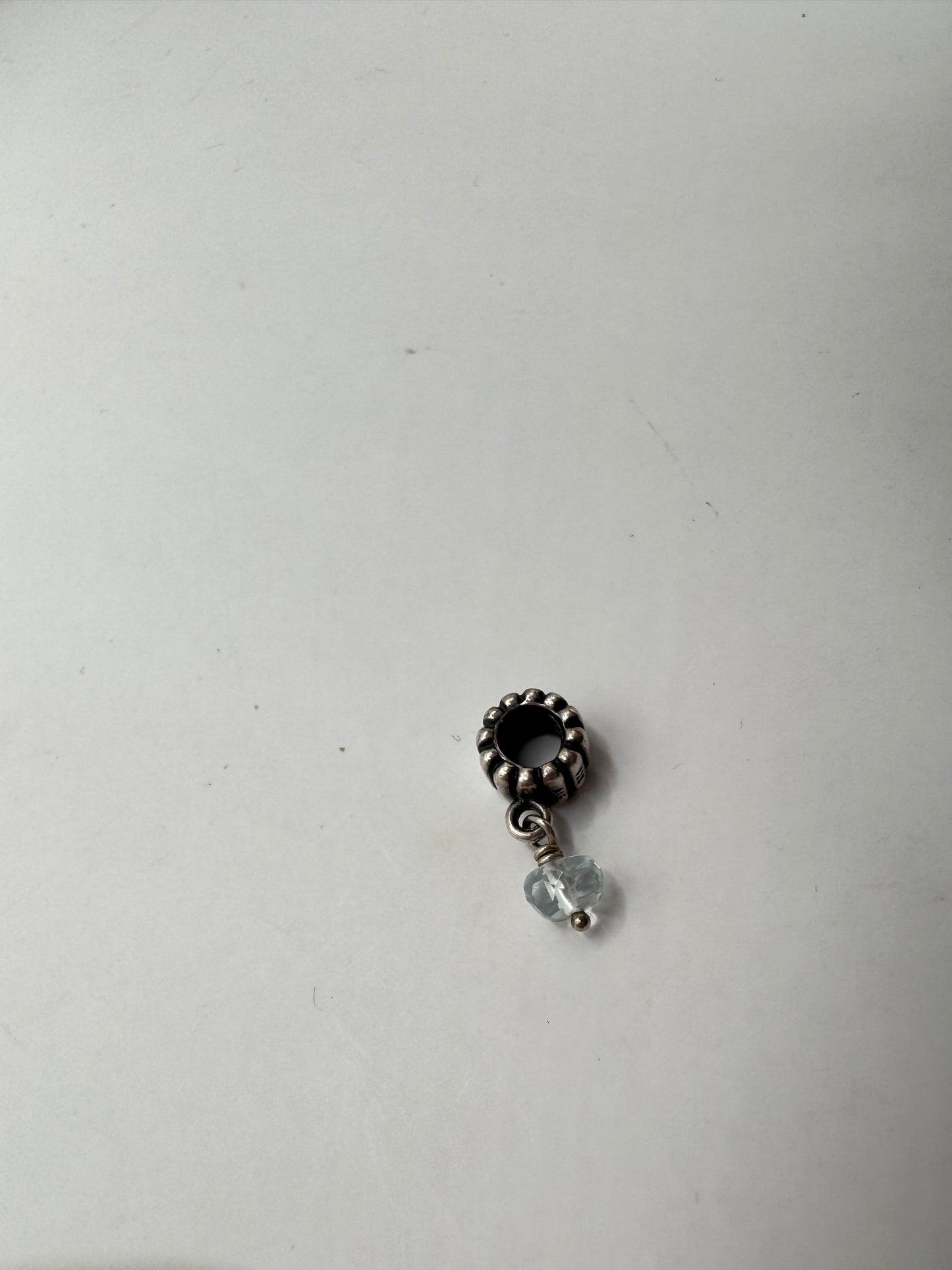 Authentic Pandora ALE 925 Sterling Silver Dangle Charm with Faceted Blue Gem