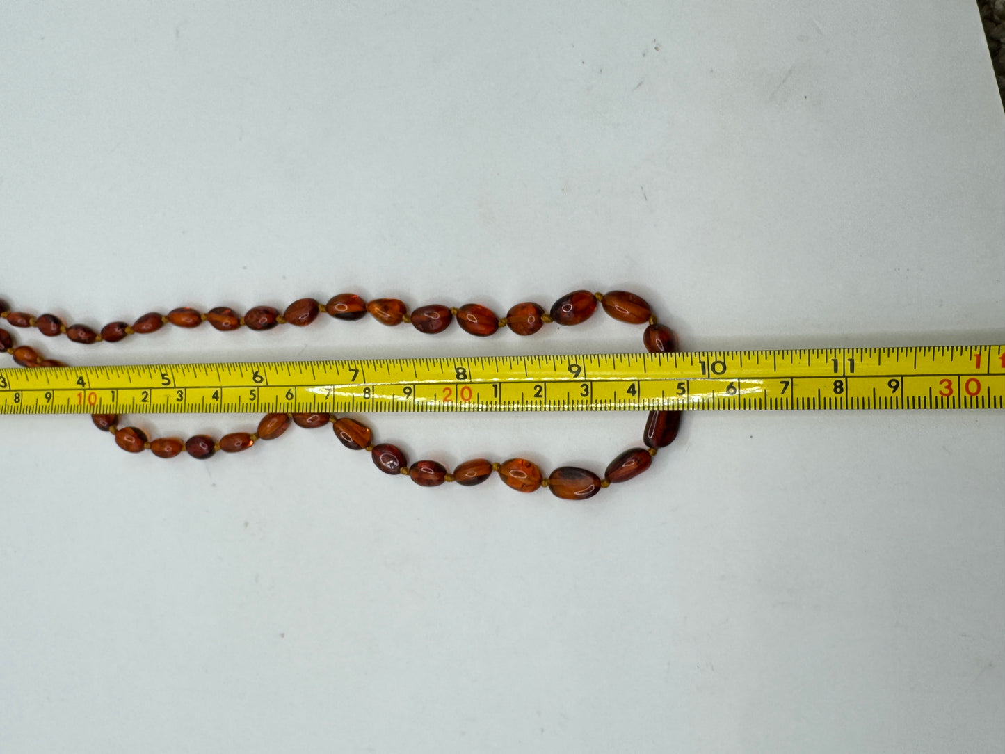 Vintage Baltic Amber Beaded Necklace Cognac Honey Tones 21” Handmade Design