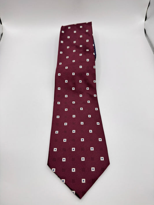 Vintage Tommy Hilfiger 100% Silk Tie – Burgundy & Navy Double-Sided, 56” x 3.5”