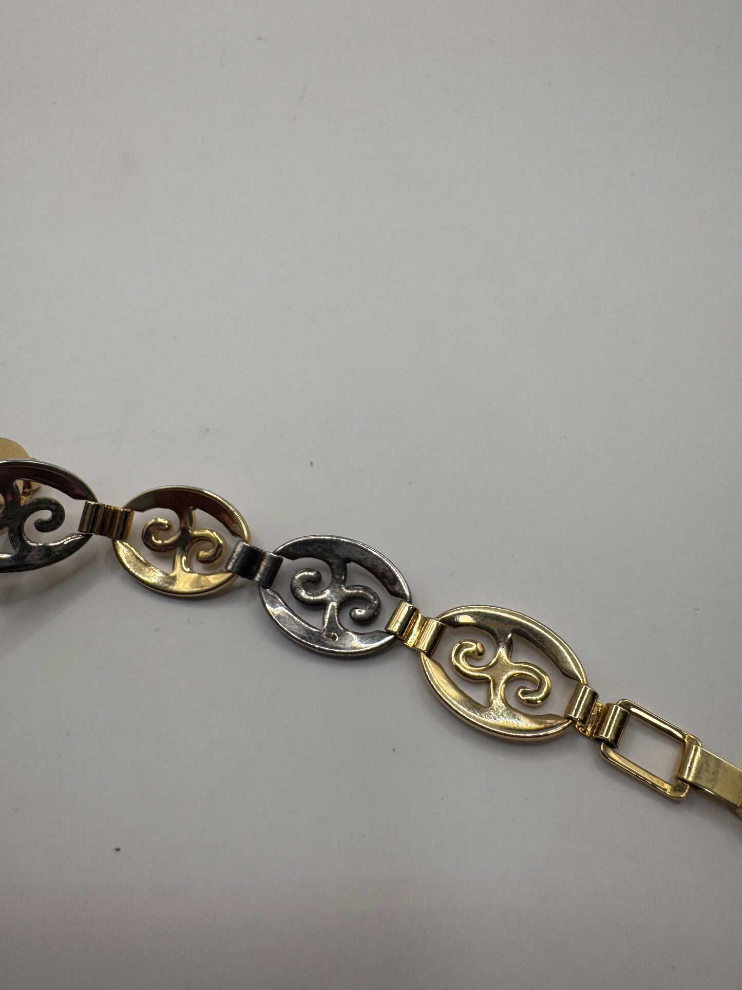 Vintage Two-Tone Sterling Silver Bracelet – Scroll Design, 925