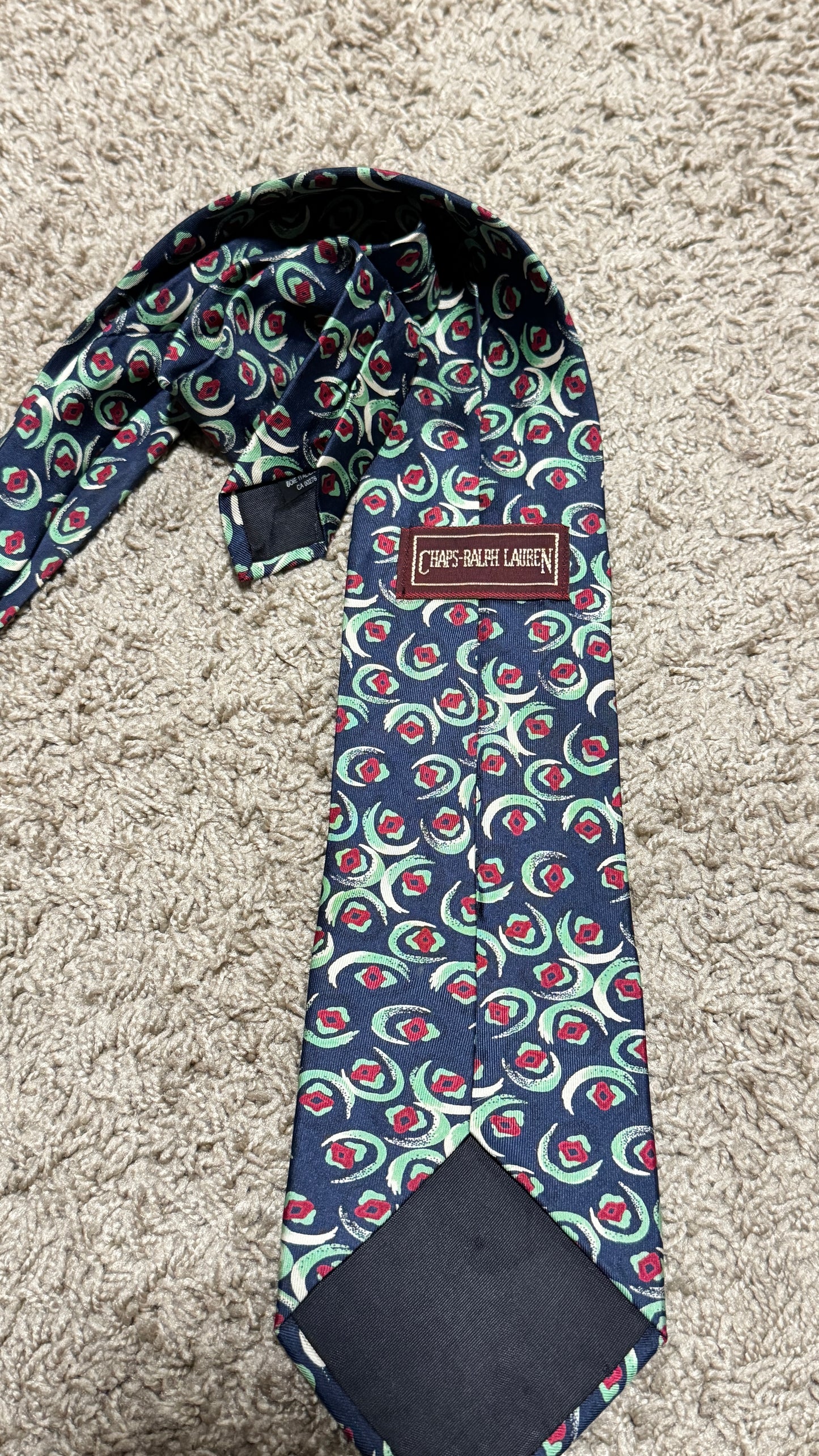 Vintage Chaps Ralph Lauren Tie – Abstract Pattern, 100% Silk, 58”