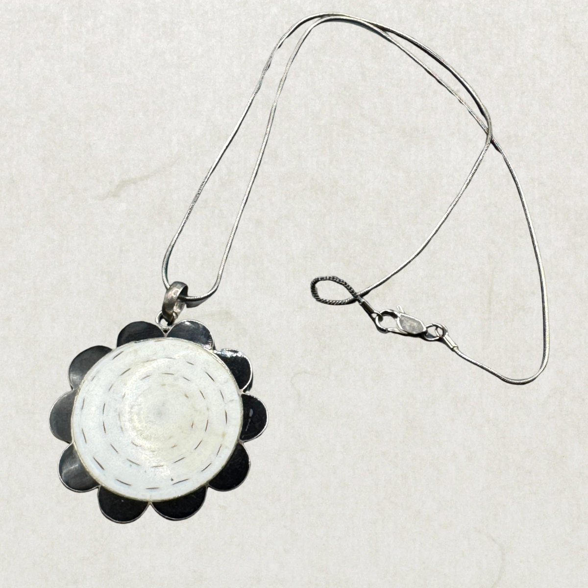 Vintage Sterling Silver Large Floral Pendant Necklace – 20” Chain, Statement Piece