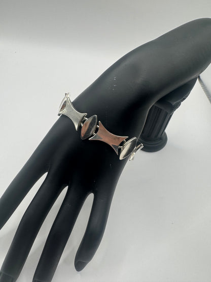 Vintage Taxco Modernist Sterling Silver Bracelet – Signed TF-15, Mexico 925, 1970s, 50.5g