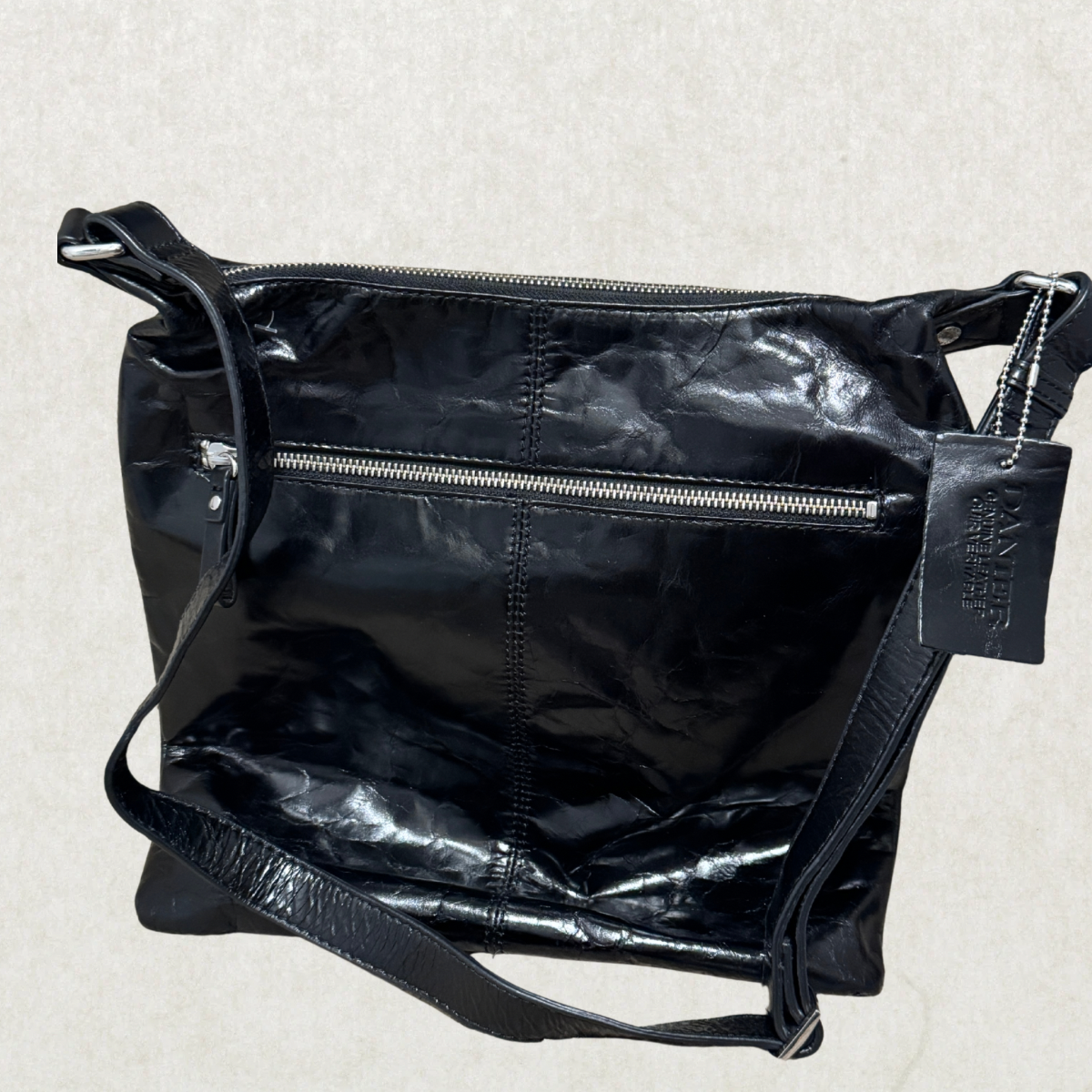 Vintage Danier Genuine Leather Black Shoulder Bag – Soft Leather Crossbody Purse 24” x 12”