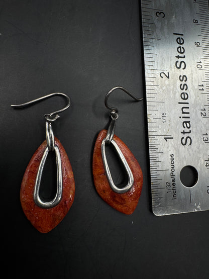 Silpada 925 Sterling Silver Red Coral Dangle Earrings