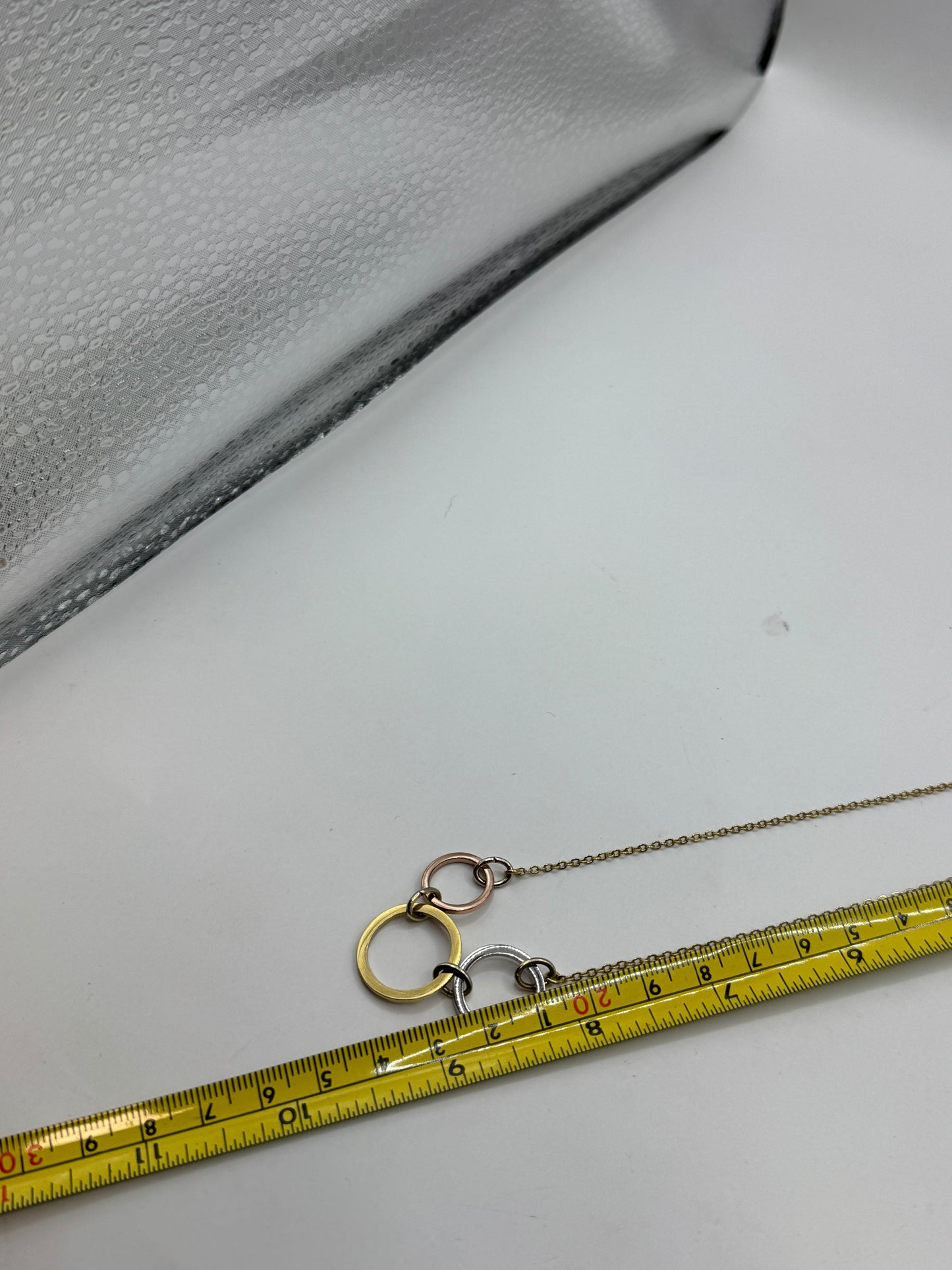 Vintage Coach Necklace – Mixed Metal Interlocking Rings, Gold Tone Chain, 20”