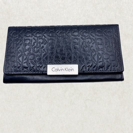 Vintage Calvin Klein Women’s Black Full Grain Leather Wallet, 7.5” x 4” – Good Condition