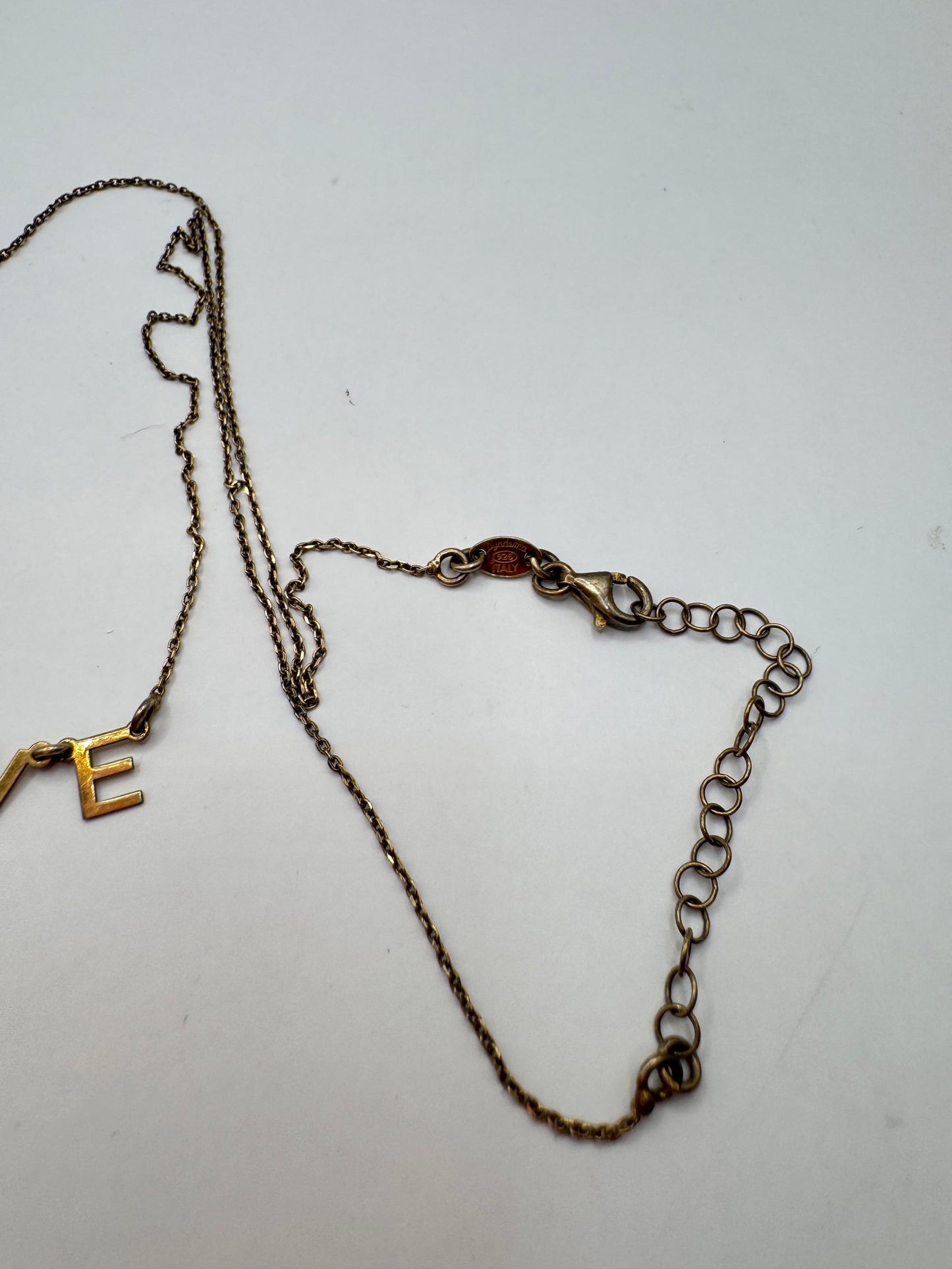 Vintage Sterling Silver Gold-Plated “LOVE” Necklace – Excellent Condition