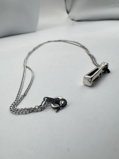 Vintage Sterling Silver Necklace with Crystal Pendant – 925