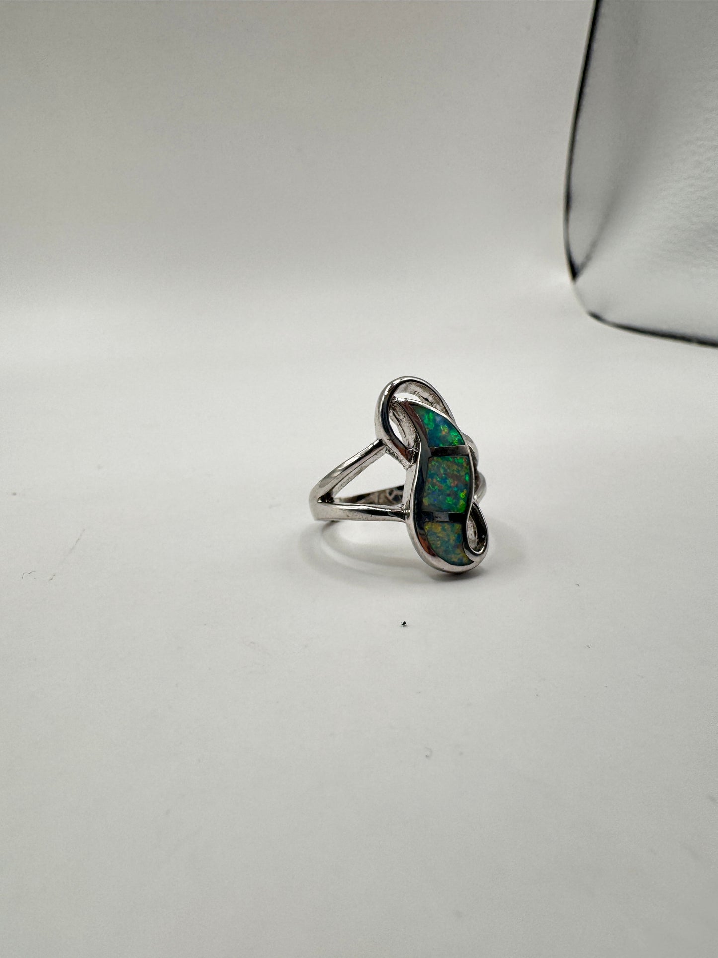 Aurora Sterling Silver Opal Statement Ring – Size 7