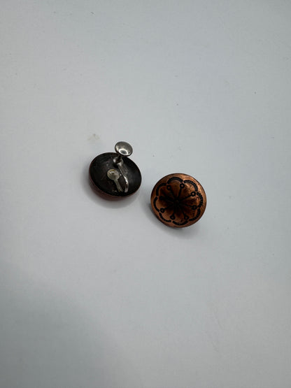 Vintage Solid Copper Clip-On Earrings – Southwest Style | 3/4” Round