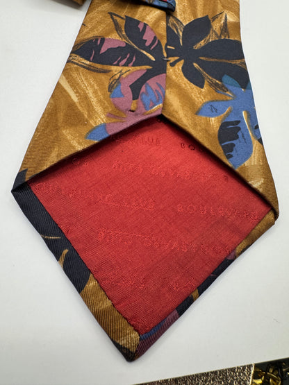 Vintage Boulevard Club Platinum Collection Silk Tie – Bold Floral, 56” x 4”