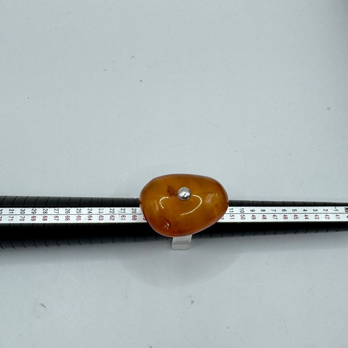 Mogens Godskesen Sterling Silver Ring with Large Amber, Size 7.5