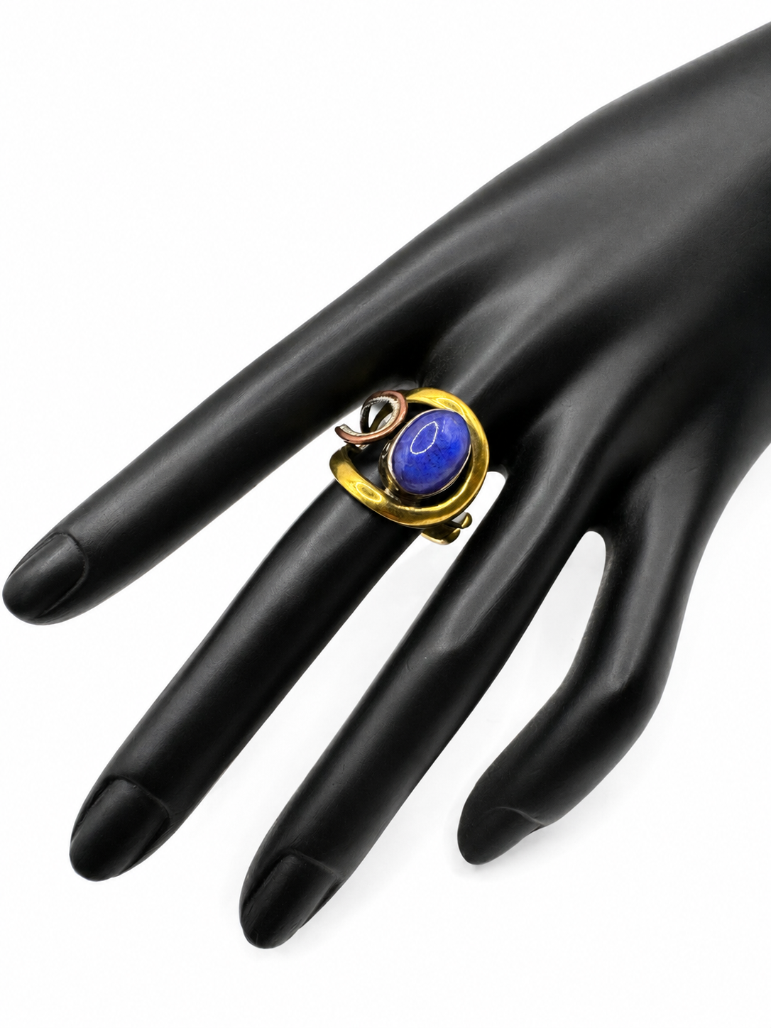 Vintage Mixed-Metal Purple/Blue Stone Statement Ring – Adjustable