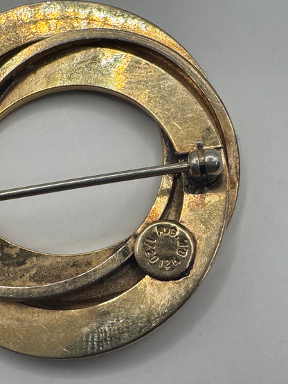 Vintage H.G. 1/20 12K Gold Filled Florentine Circle Brooch