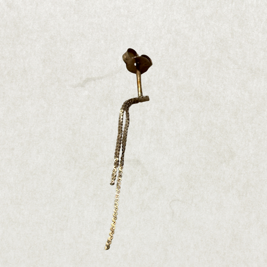 Vintage 10k Gold Single Dangle Earring – Fine Chain Accent