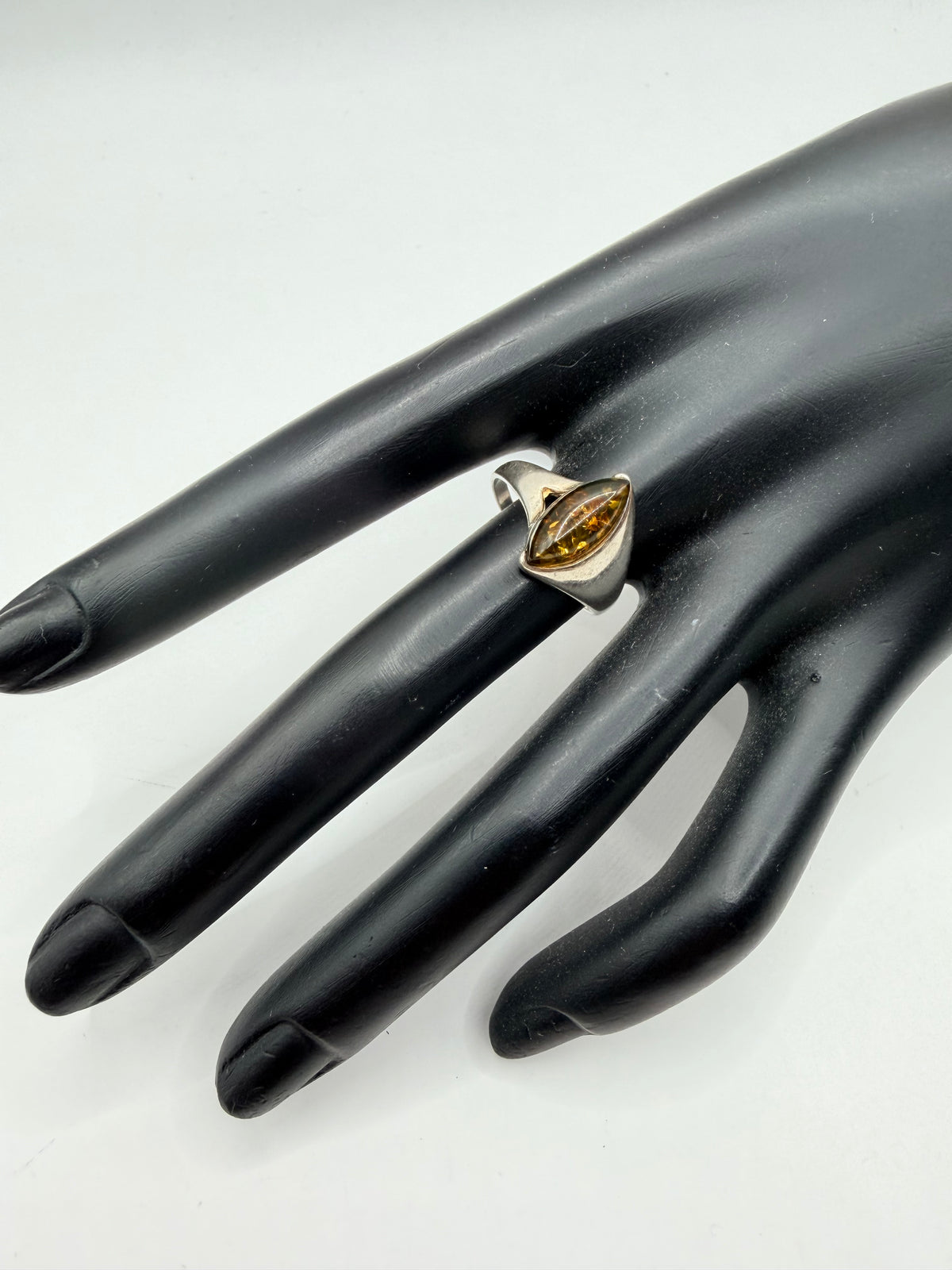 Golden Leaf Amber Ring — Size 9.5