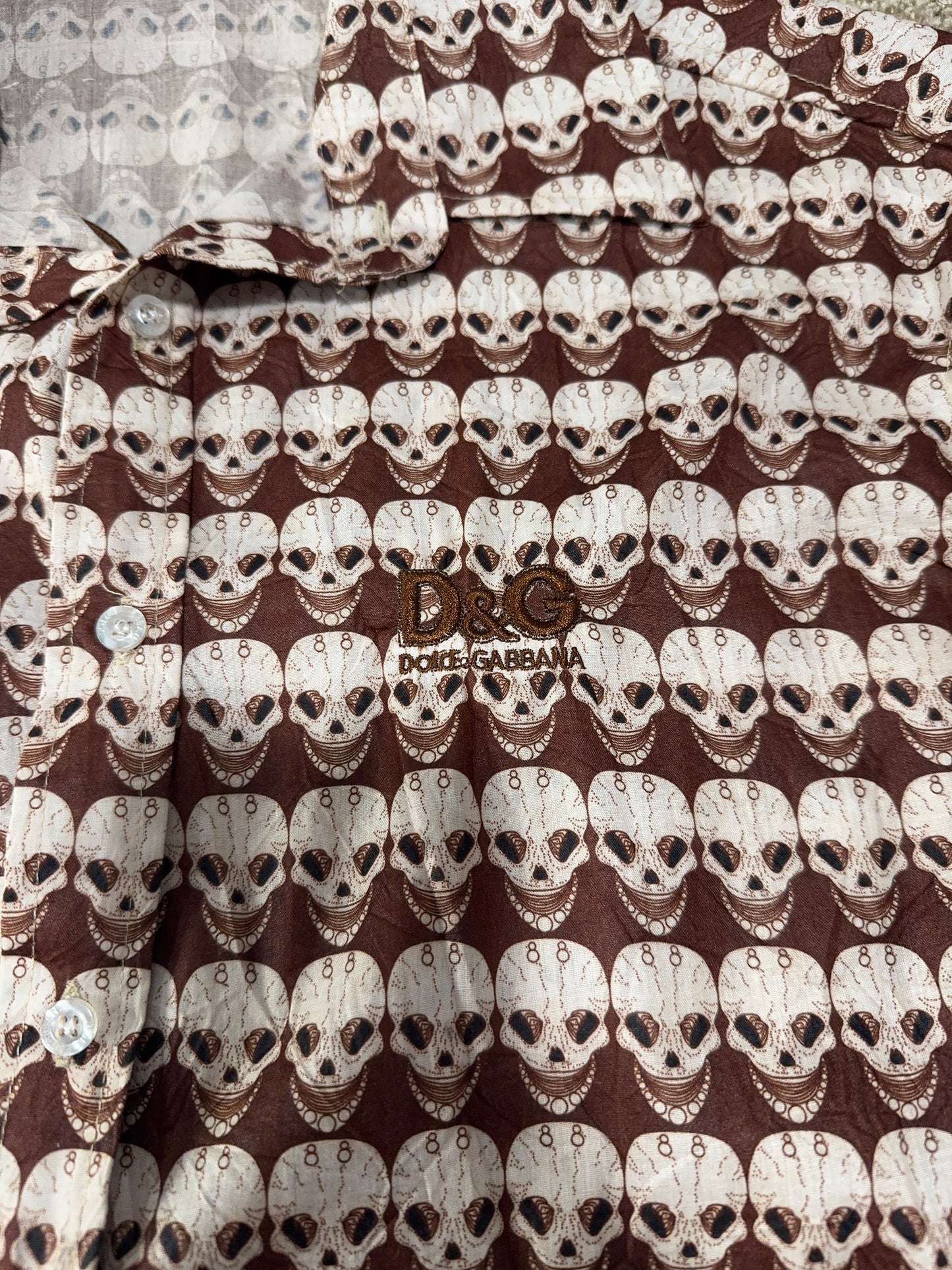 Rare Vintage D&G (Dolce & Gabbana) Men’s Shirt – Skull Print, Size M-L