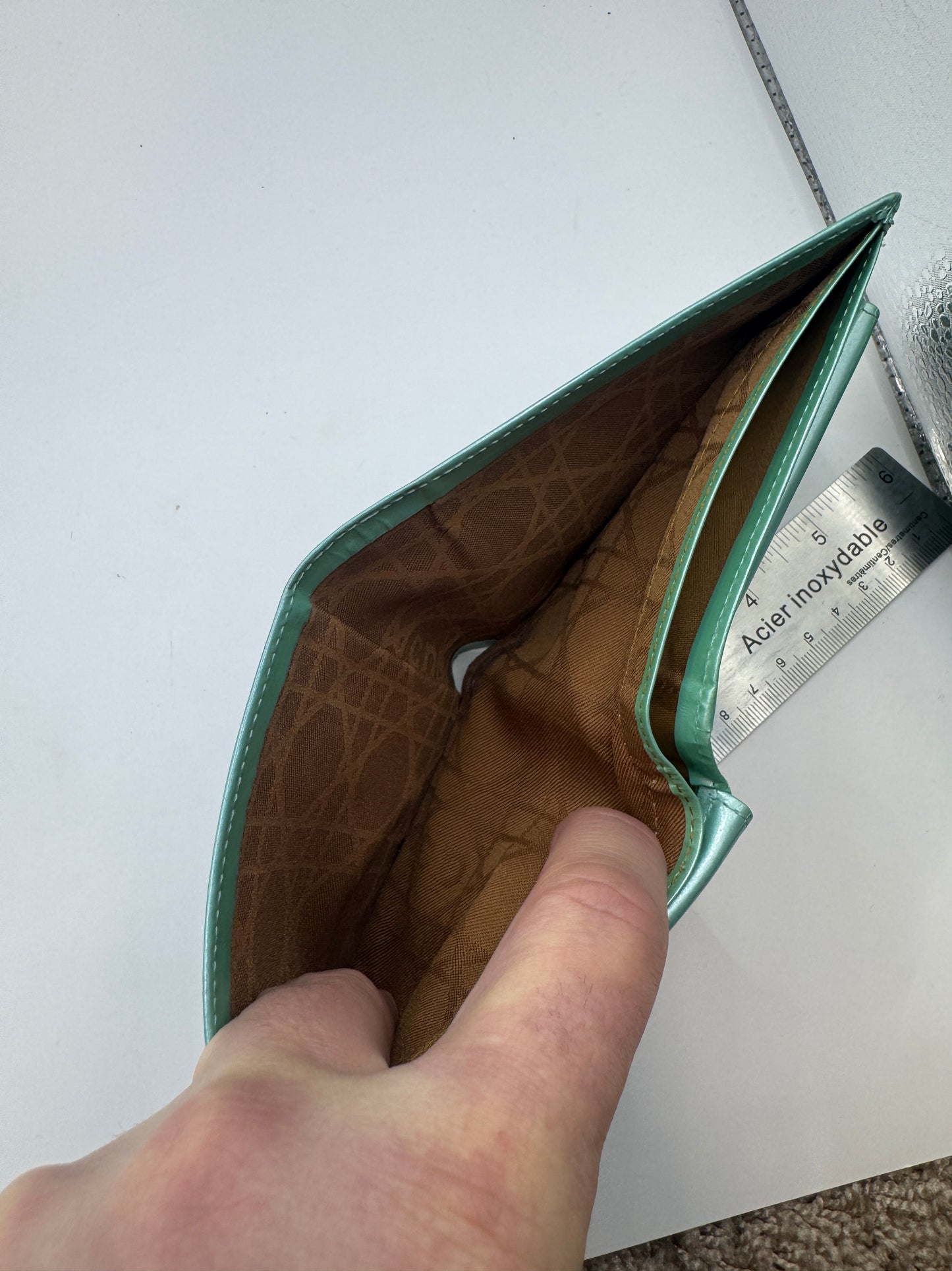 Authentic Christian Dior Wallet – 1970s/80s, Aqua Patent Leather, Excellent Condition