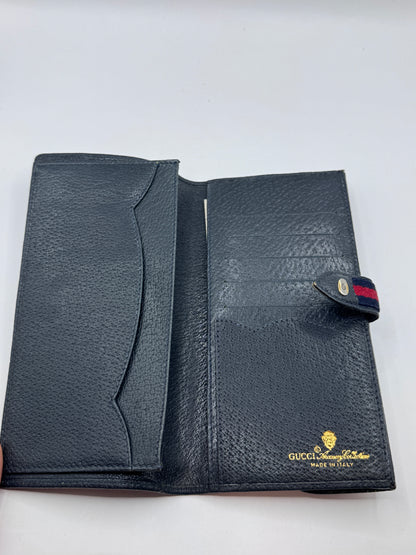 Authentic Gucci Accessory Collection GG Canvas Trifold Wallet in Blue – Excellent Condition