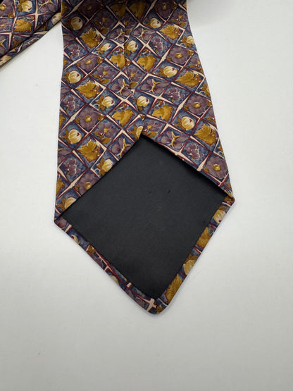 Jones New York 100% Silk Tie – Vintage Geometric Floral, 60” x 4”