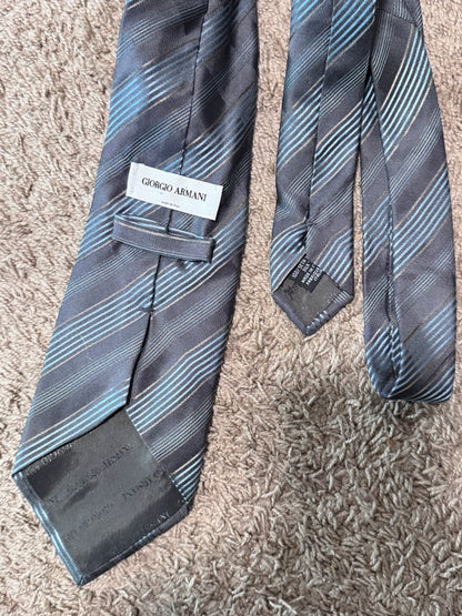 Vintage Giorgio Armani 100% Silk Striped Tie, 57” x 4” – Excellent Condition