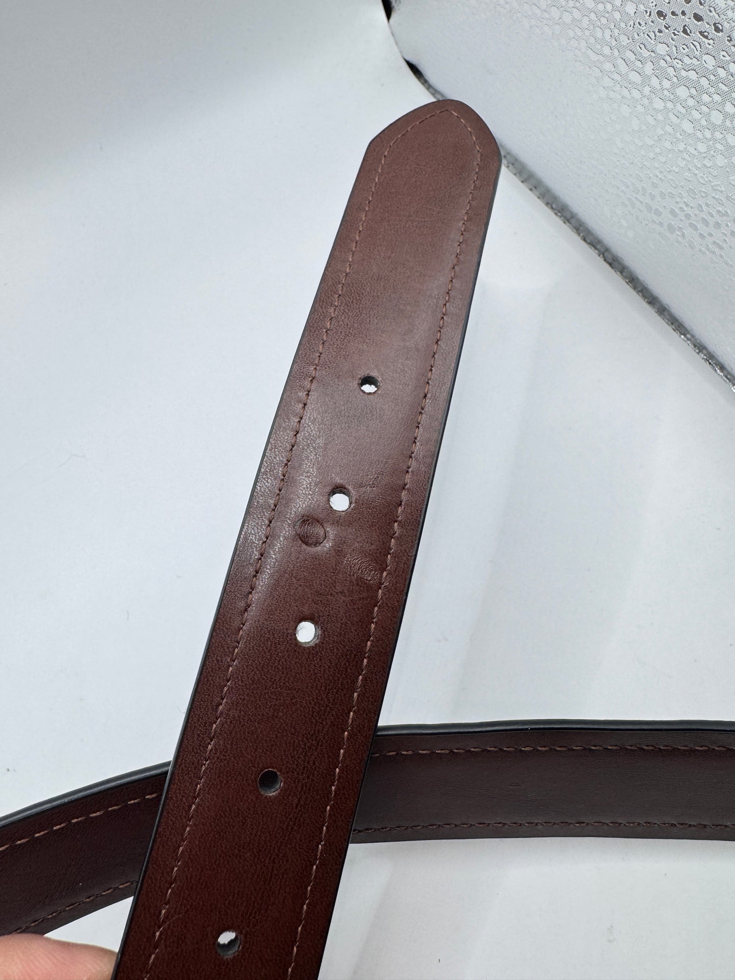 Tommy Hilfiger Men’s Reversible Leather Belt – Dark Brown & Brown, 37.5” x 1.5”