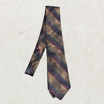 Vintage Leishman Silk Tie – Brown Striped Pattern, 100% Silk, Classic Width, 54”