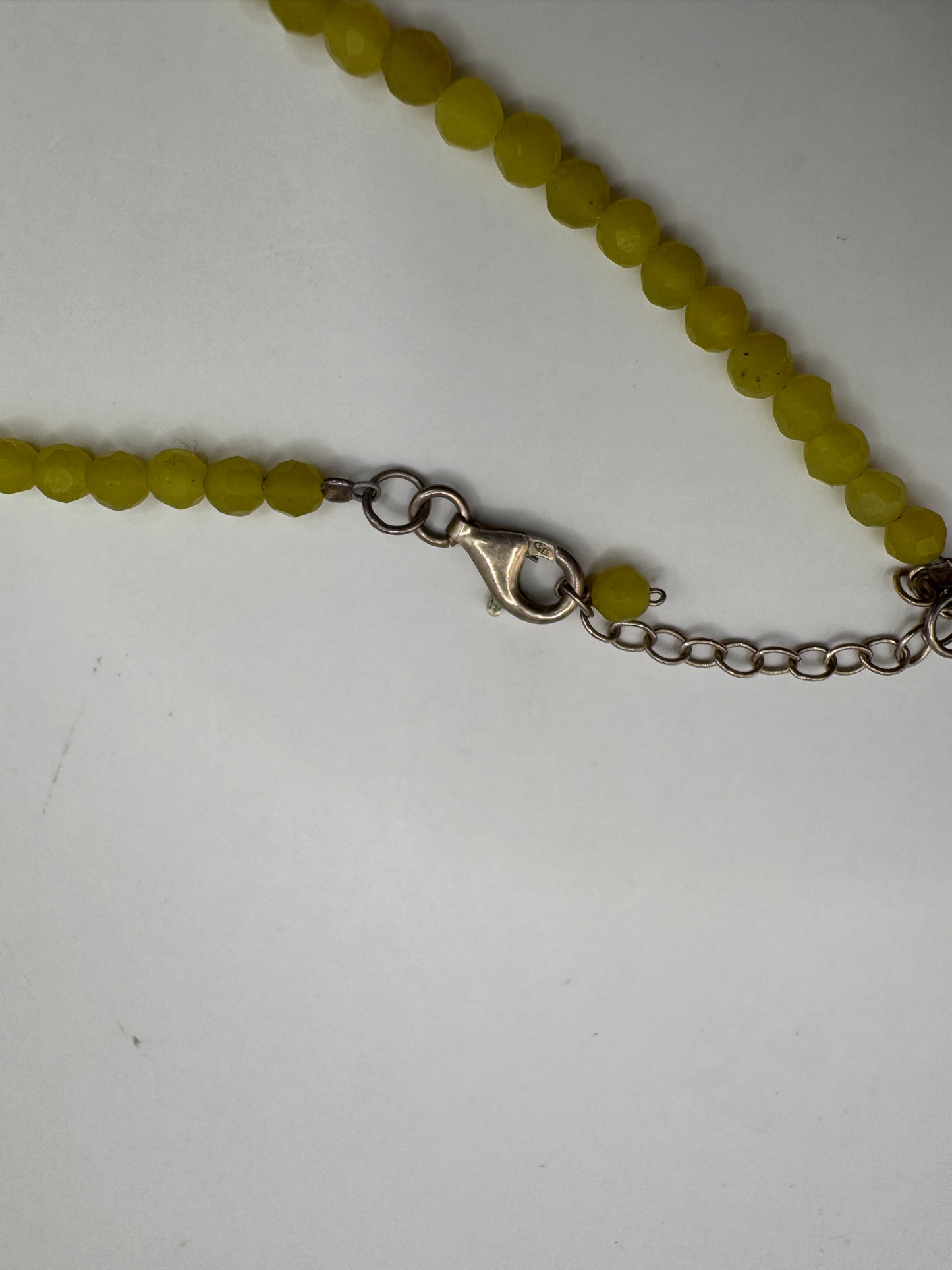 Vintage Handmade Green Jade Gemstone Necklace – Wire-Wrapped Teardrop Pendant, 925 Clasp