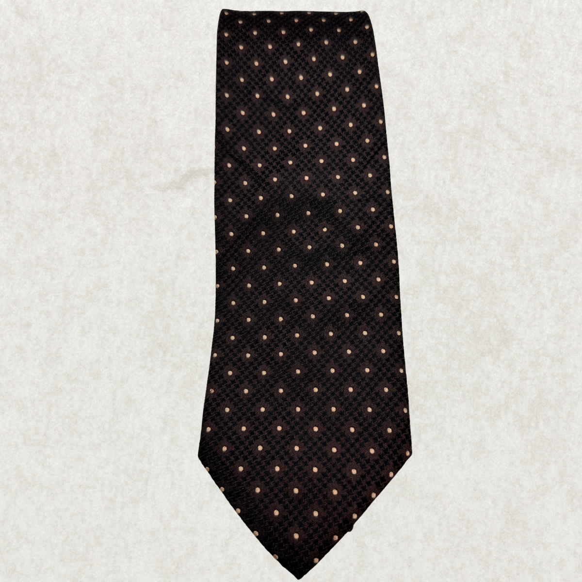 Vintage Hugo Boss Silk Tie – 100% Silk, Brown Microdot Pattern