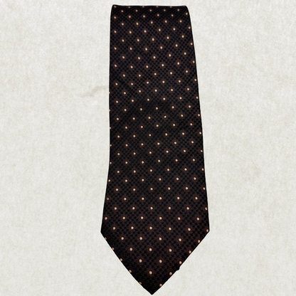 Vintage Hugo Boss Silk Tie – 100% Silk, Brown Microdot Pattern