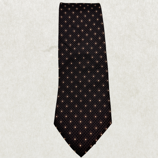 Vintage Hugo Boss Silk Tie – 100% Silk, Brown Microdot Pattern