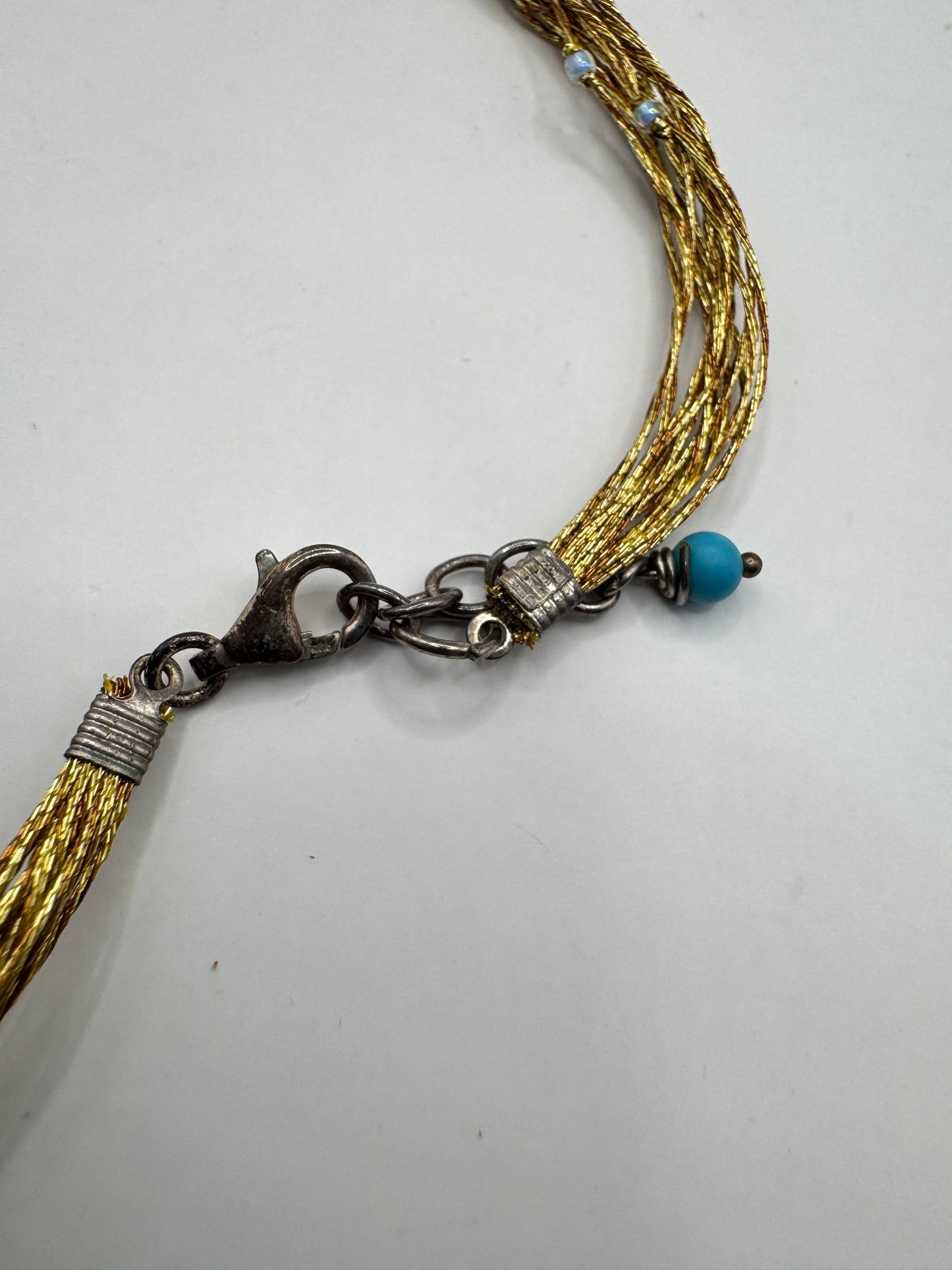 Vintage Multi-Strand Necklace with Turquoise & Pearl Beads – 925 Clasp