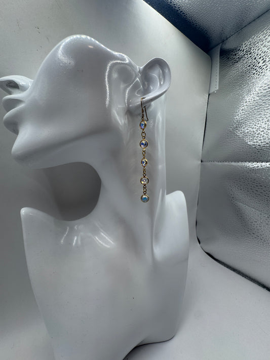 Vintage Long Sterling Silver Gold-Plated Drop Earrings – Excellent Condition