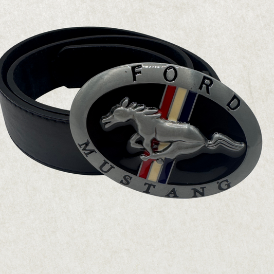 Vintage Ford Mustang Logo Leather Belt – 37”