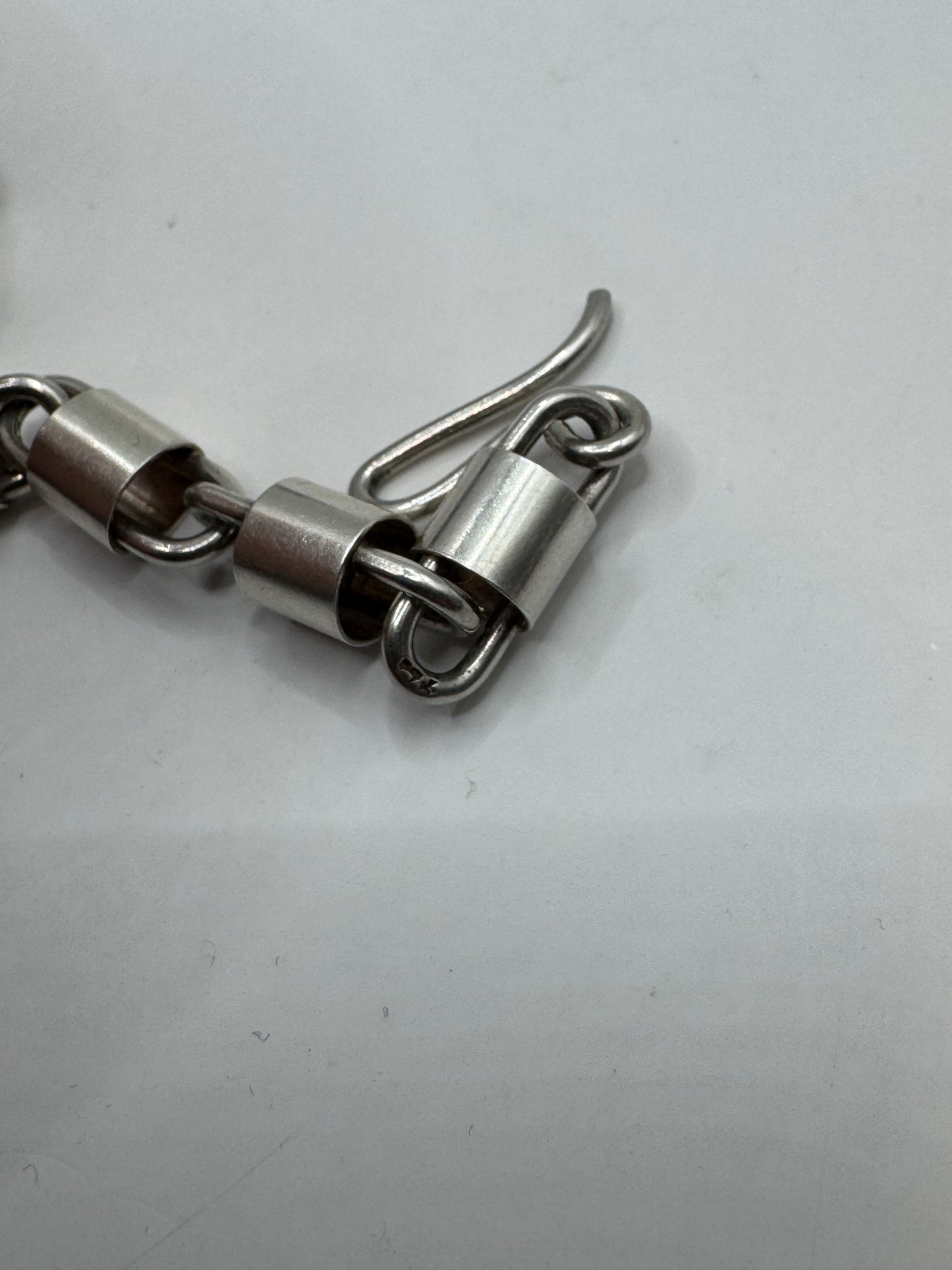 Vintage Modernist Cylinder Link Bracelet – Sterling Silver 925, 18.7g, 7.5”