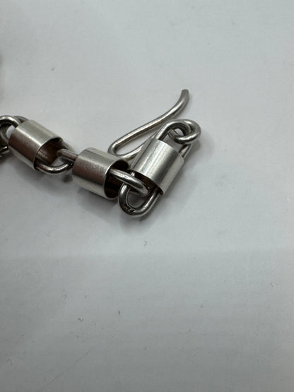 Vintage Modernist Cylinder Link Bracelet – Sterling Silver 925, 18.7g, 7.5”