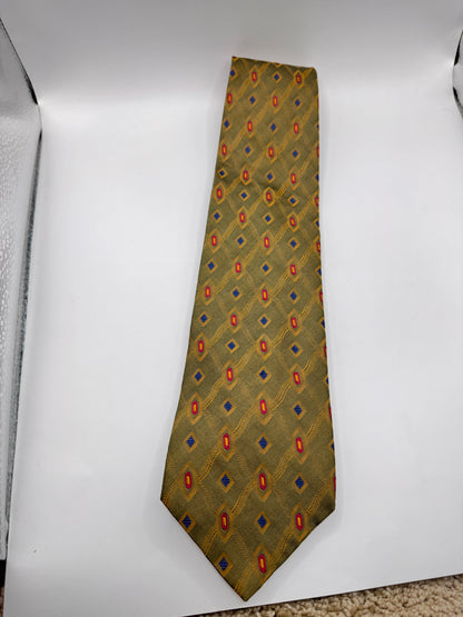 Vintage Mossimo Silk Tie – 100% Silk, Gold Diamond Pattern