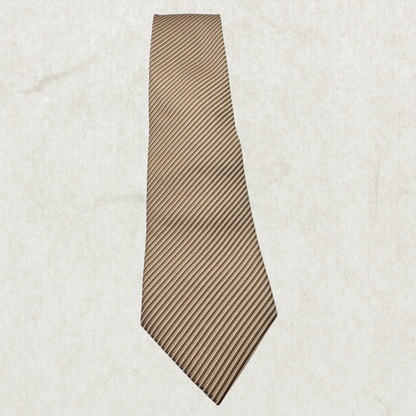 Vintage Countess Mara 100% Silk Tie – Taupe Diagonal Stripe, 59” x 4”