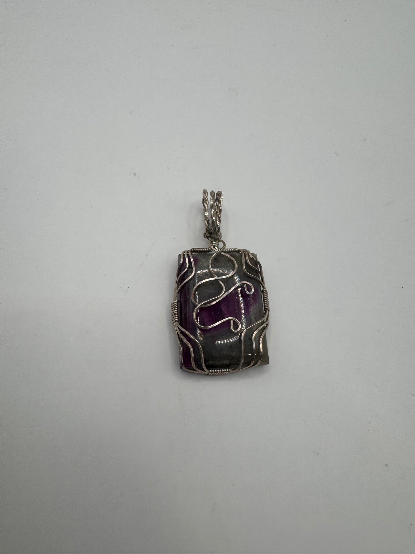 Vintage Ruby Nugget Pendant in Sterling Silver Wire Wrap