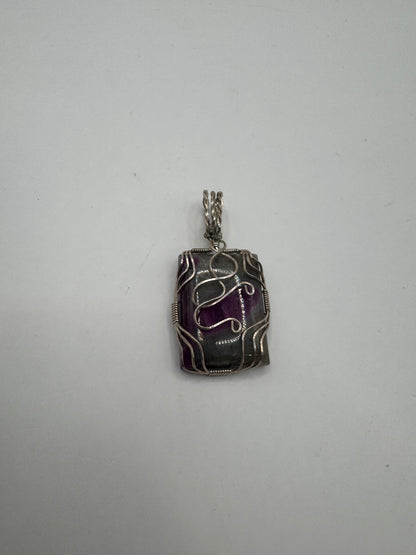 Vintage Ruby Nugget Pendant in Sterling Silver Wire Wrap