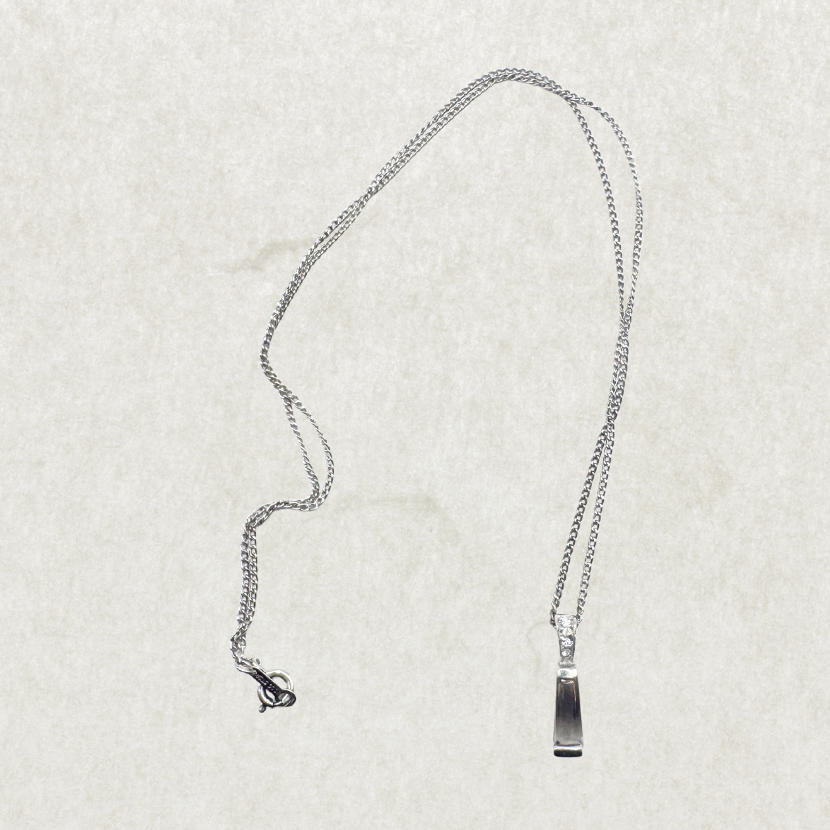 Vintage Sterling Silver Necklace with Crystal Pendant – 925