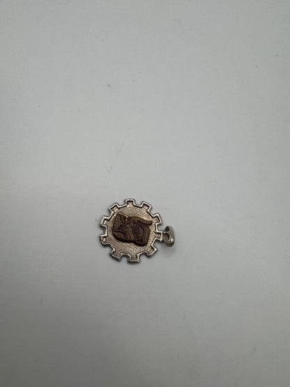 Vintage Sterling Silver Tribal Sun Pendant with Carved Face