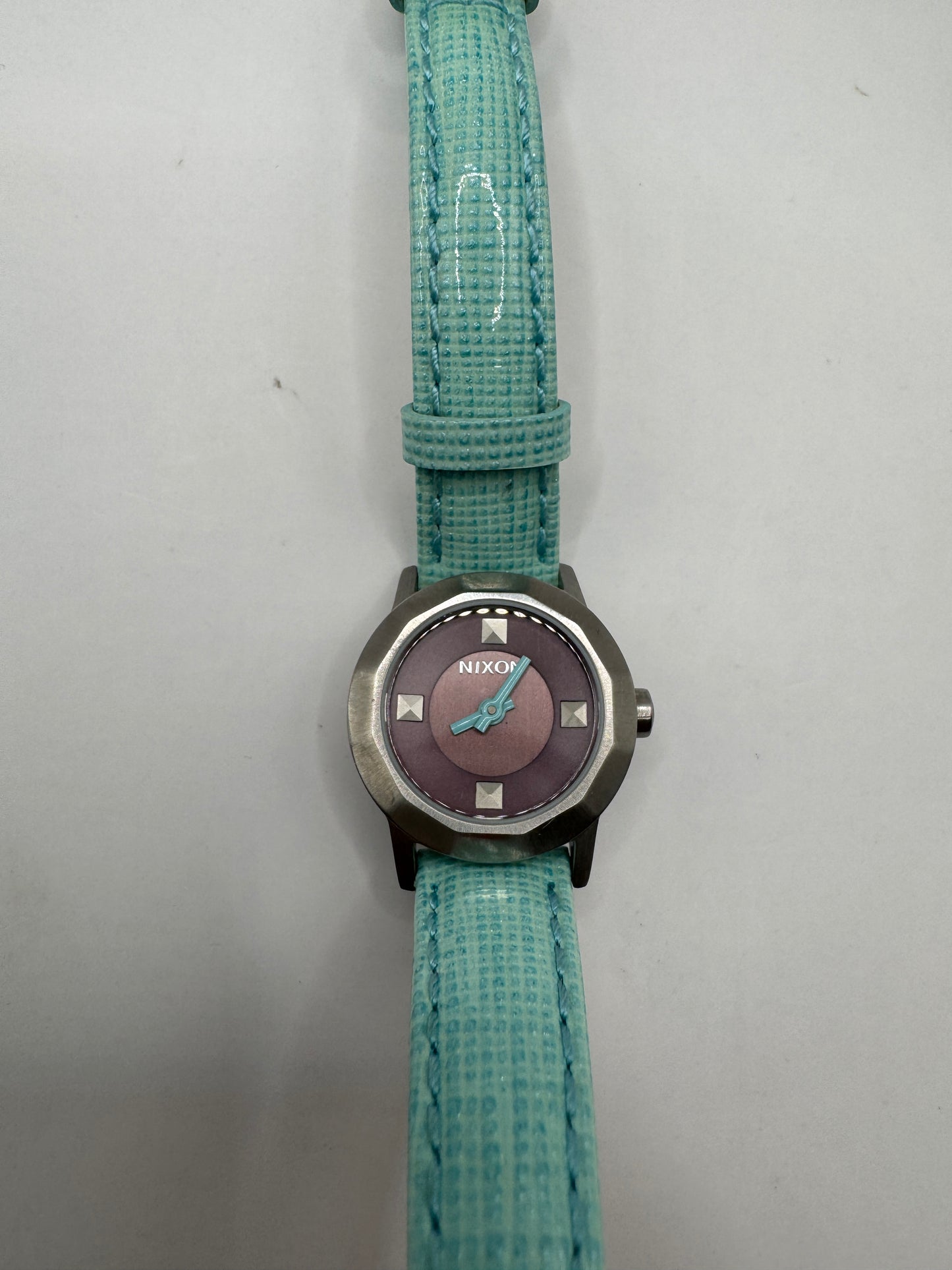 Nixon Mini B Watch – Brand New, Turquoise Strap, Purple Dial